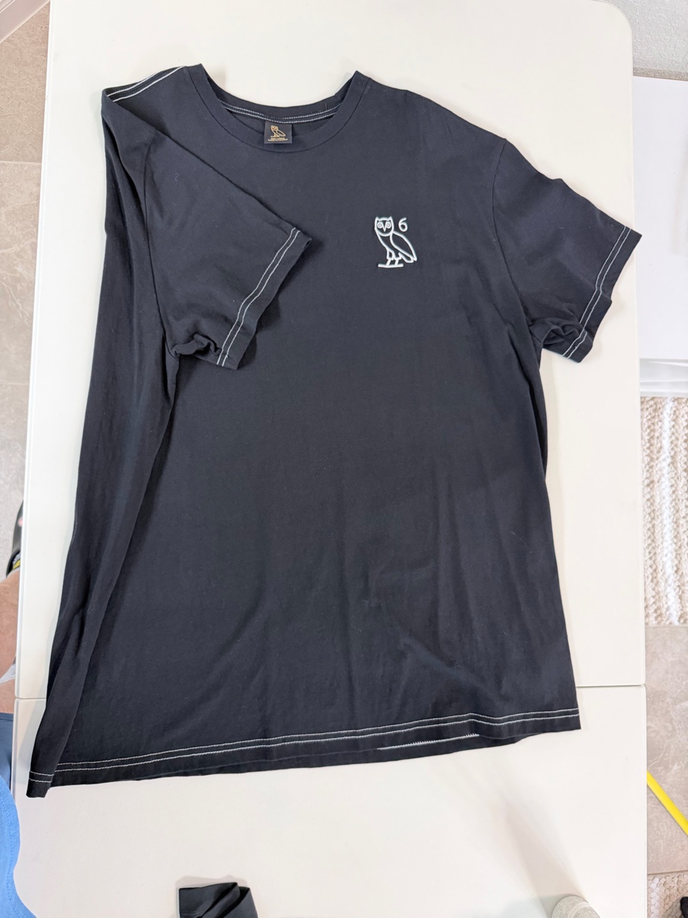 OVO Men’s Black T-Shirt with White Owl Logo
